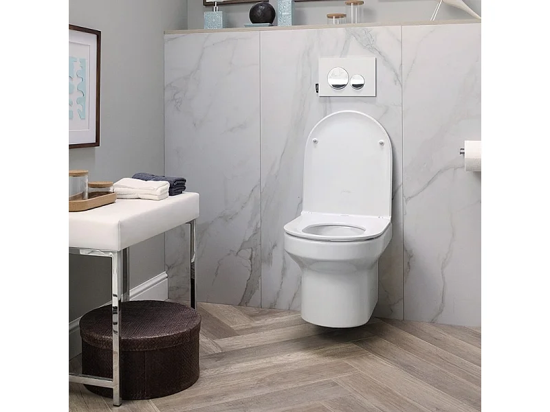 Cuvette WC suspendu sans bride JACOB DELAFON Elite avec abattant frein de chute extra-plat déclipsable