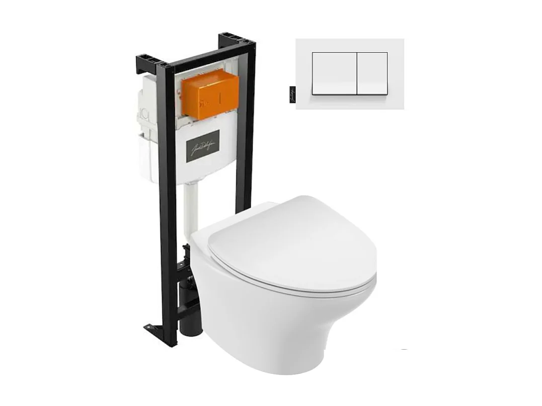 Pack WC suspendu sans bride compact JACOB DELAFON Nouvelle vague+ bâti-support + plaque Blanc brillant