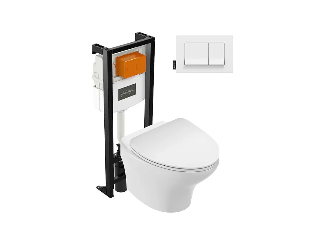Pack WC suspendu sans bride compact JACOB DELAFON Nouvelle vague+ bâti-support + plaque Blanc brillant