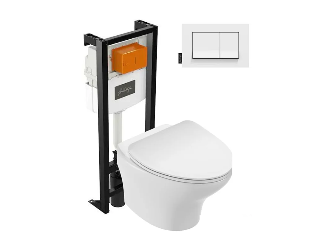 Pack WC suspendu sans bride compact JACOB DELAFON Nouvelle vague+ bâti-support + plaque Blanc brillant