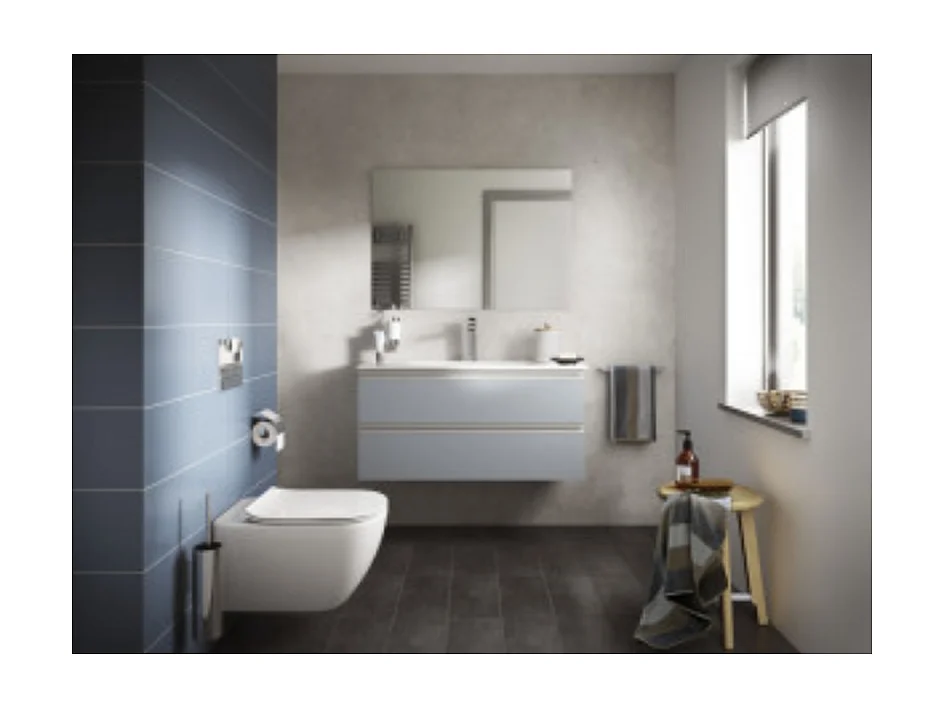 WC suspendu IDEAL STANDARD Tesi Aquablade + abattant et plaque de commande Oleas double blanche + Bâti autoportant Porcher éco