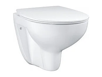 Pack WC sans bride Bau Ceramic + abattant Grohe + Bâti support wc Grohe Rapid SL + Plaque de commande GROHE Start chromé rond
