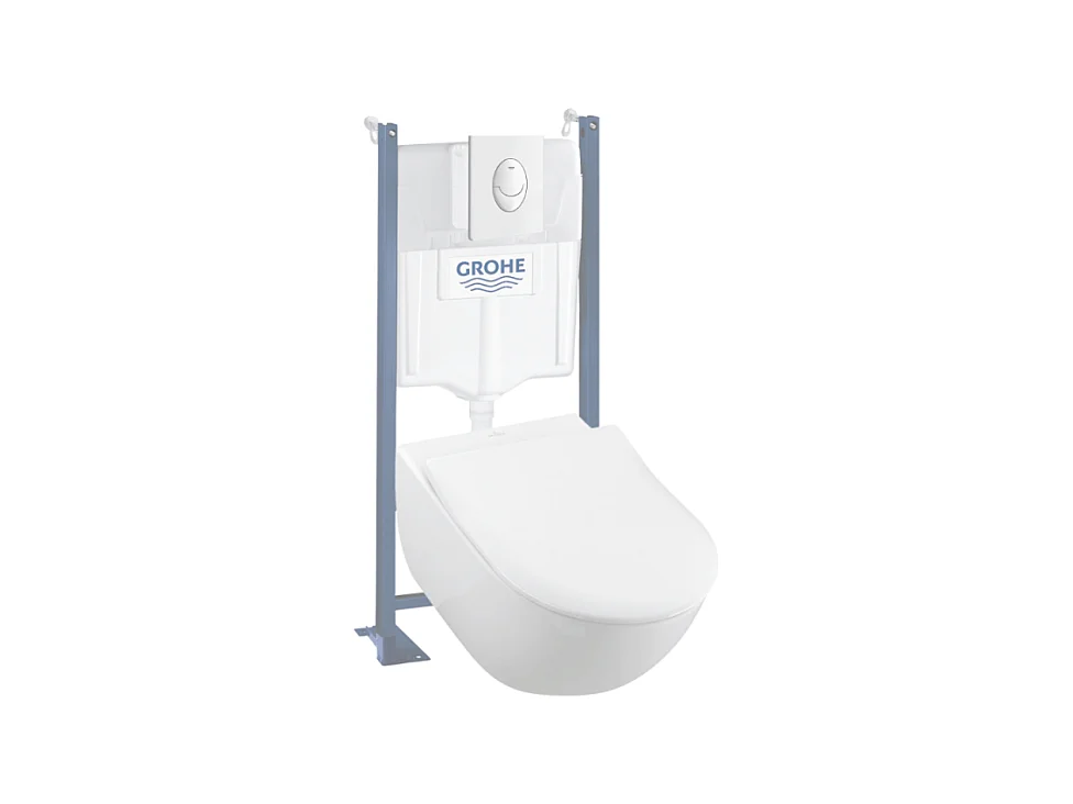 Pack WC suspendu sans bride VILLEROY ET BOCH Subway 2.0 + abattant + plaque blanche + bâti Grohe