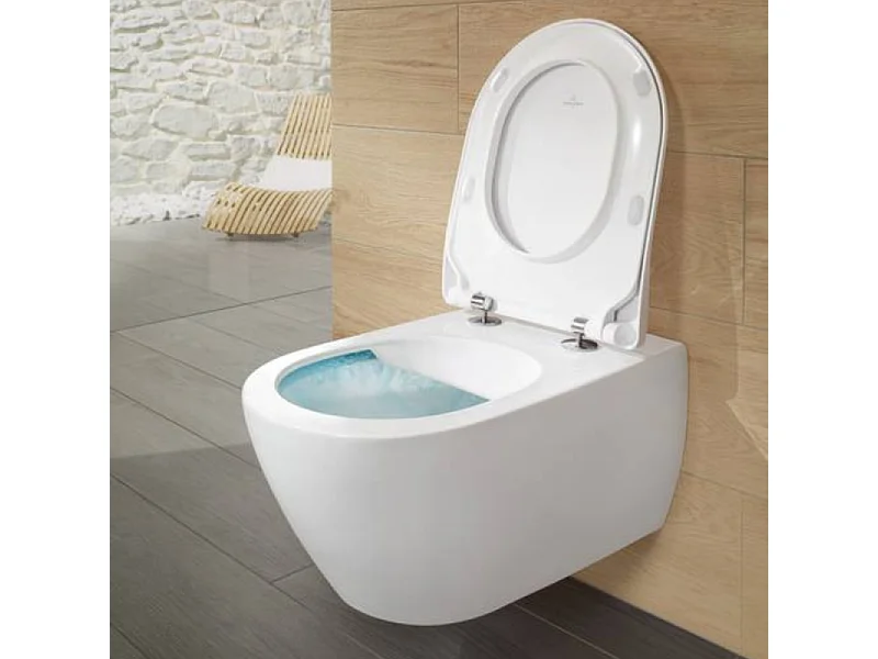Pack WC suspendu sans bride VILLEROY ET BOCH Subway 2.0 + abattant + plaque blanche + bâti Grohe