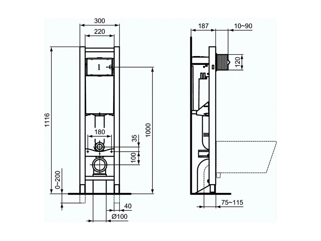 WC suspendu IDEAL STANDARD Tesi avec abattant, bâti autoportant gain de place Porcher éco certifié NF + Plaque Oleas Blanche