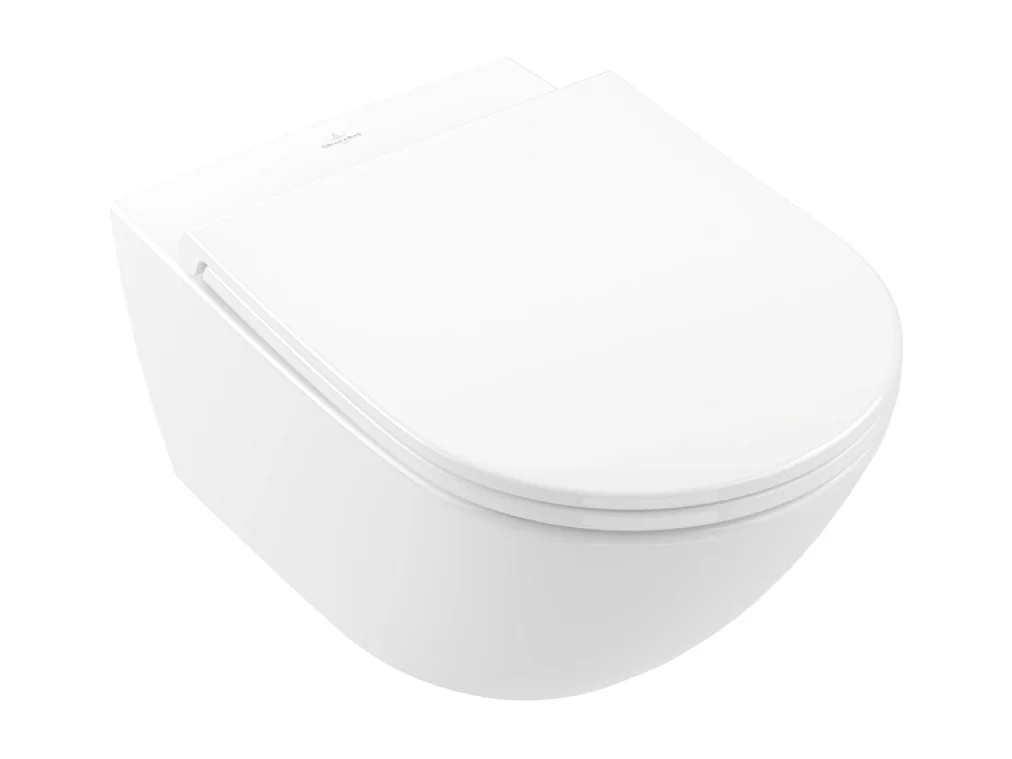 WC suspendu avec bride VILLEROY ET BOCH Universo TwistFlush blanc avec abattant