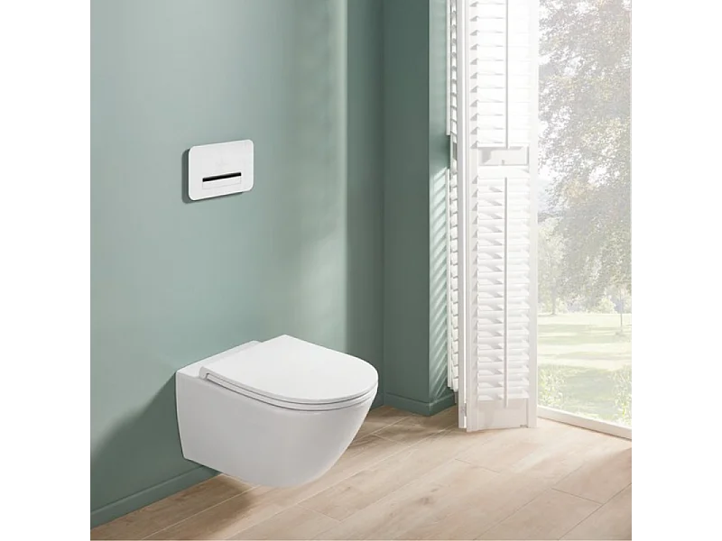 WC suspendu avec bride VILLEROY ET BOCH Universo TwistFlush blanc avec abattant