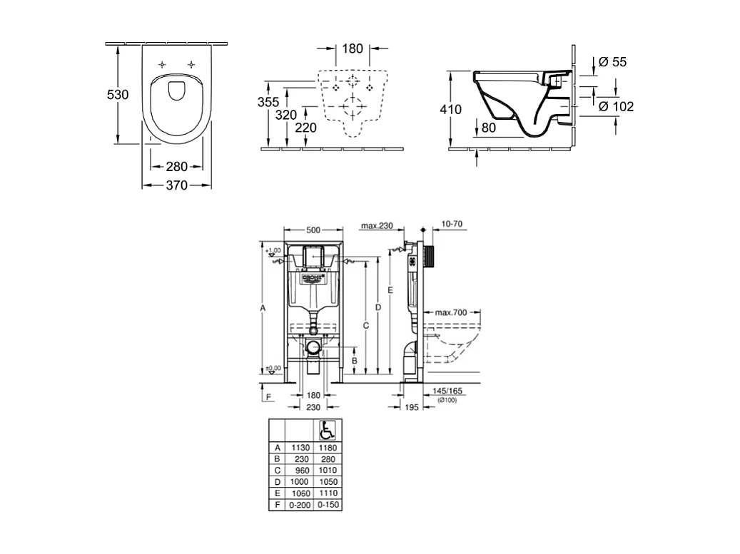 Pack WC suspendu sans bride VILLEROY ET BOCH Architectura Directflush+ abattant frein de chute + bâti-support GROHE Solido + plaque blanche