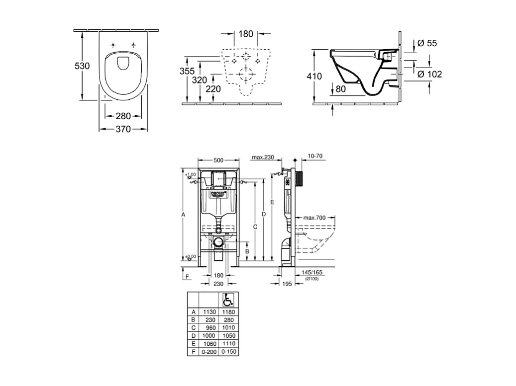 Pack WC suspendu sans bride VILLEROY ET BOCH Architectura Directflush+ abattant frein de chute + bâti-support GROHE Solido + plaque blanche
