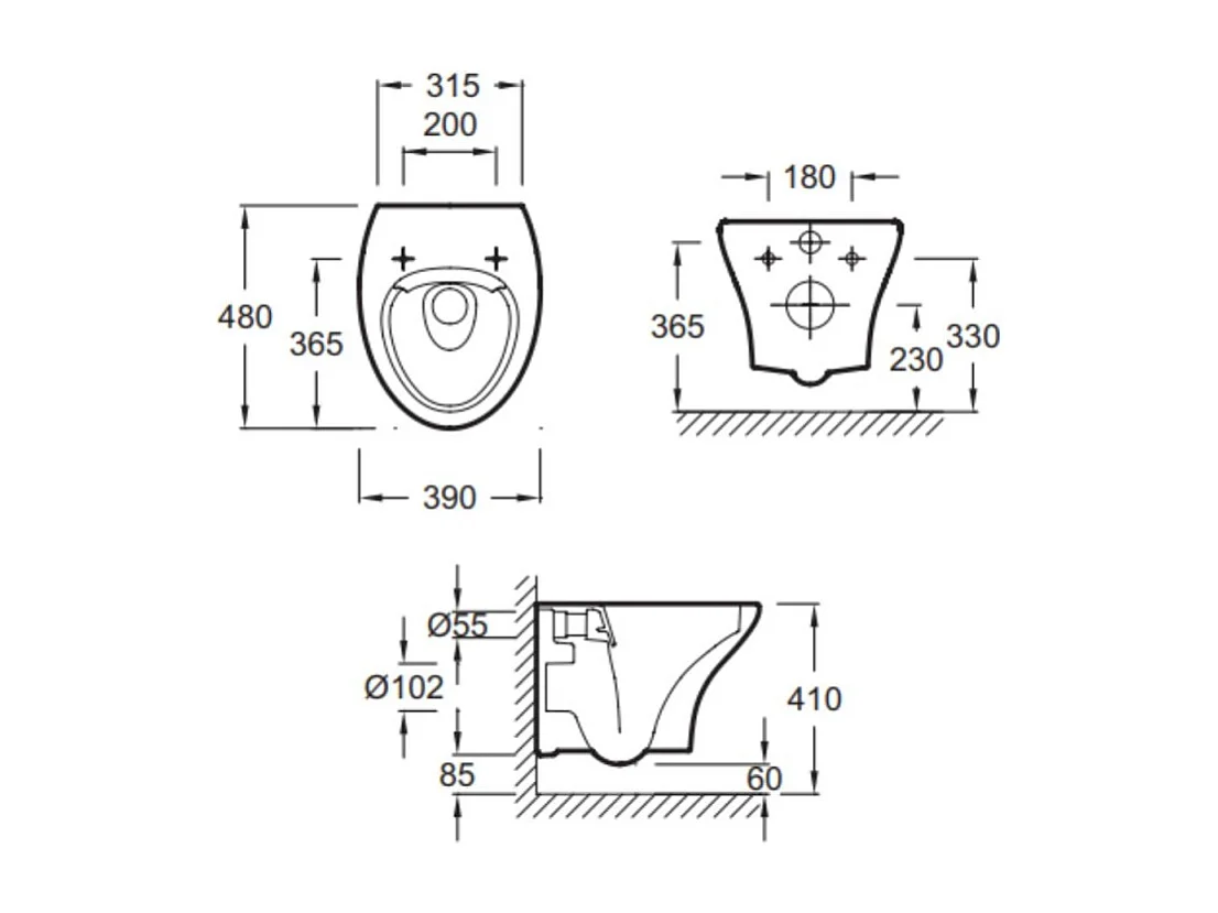 WC suspendu compact sans bride JACOB DELAFON Nouvelle Vague + abattant Economie d'eau