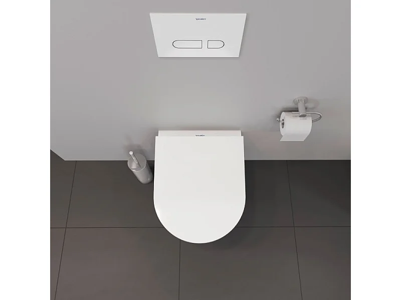 Cuvette WC suspendu sans bride compact DURAVIT D-Neo avec abattant frein de chute déclipsable