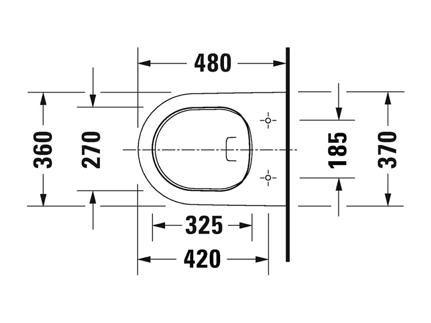 WC suspendu compact sans bride DURAVIT D-Neo avec abattant frein de chute