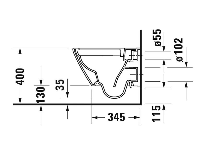 WC suspendu compact sans bride DURAVIT D-Neo avec abattant frein de chute
