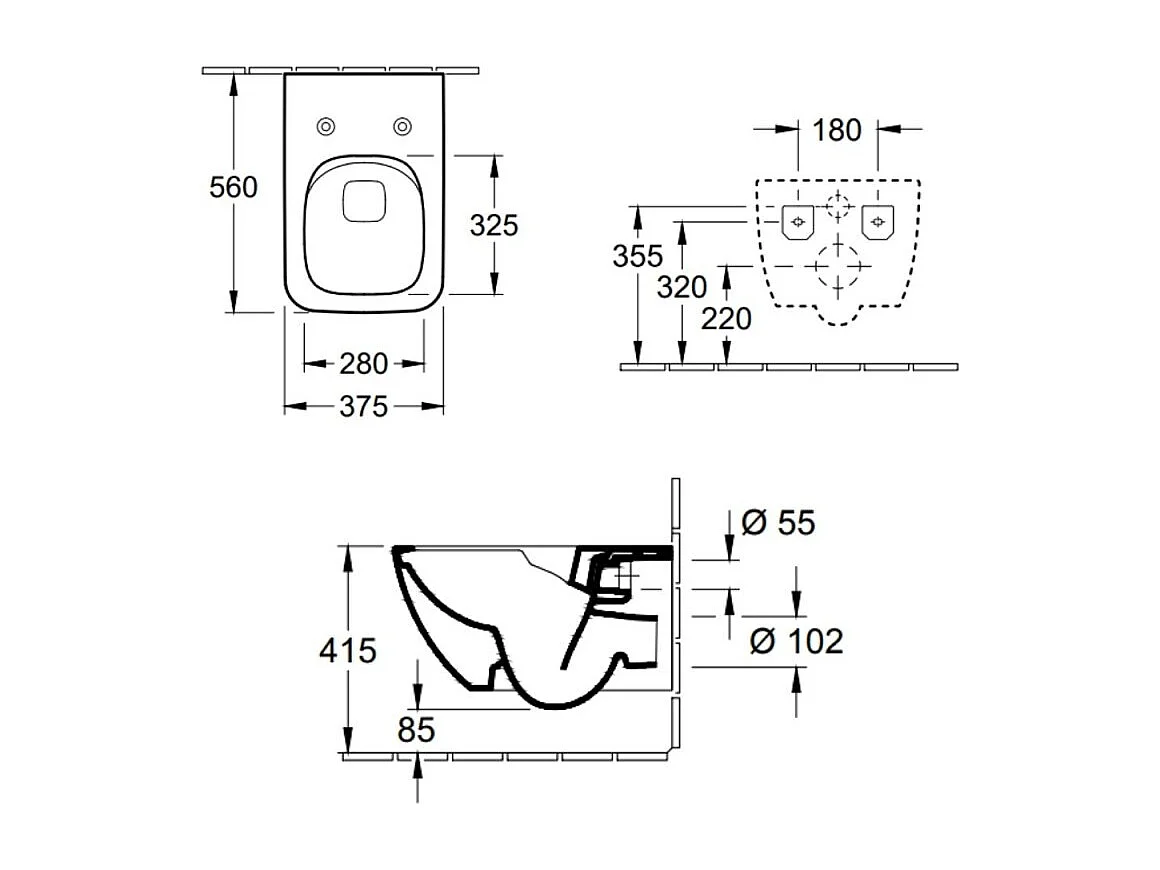 Pack WC suspendu sans bride VILLEROY ET BOCH Venticello + abattant + plaque blanche + bâti Grohe