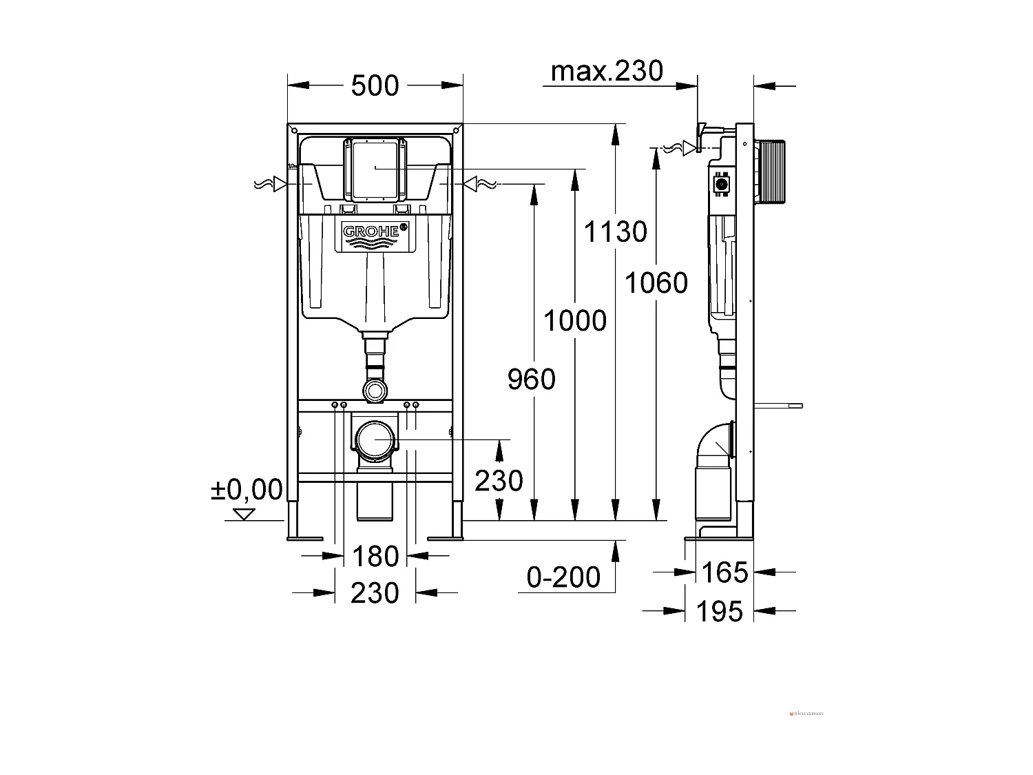 Pack WC suspendu sans bride VILLEROY ET BOCH Venticello + abattant + plaque blanche + bâti Grohe