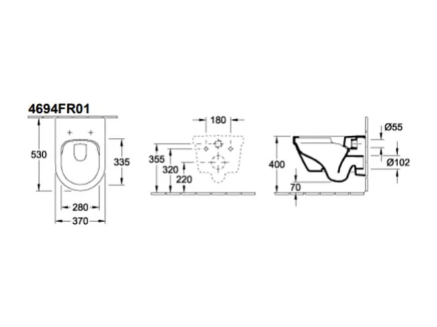 WC suspendu combi-pack VILEROY ET BOCH Architectura 53 x 37 x 40 cm