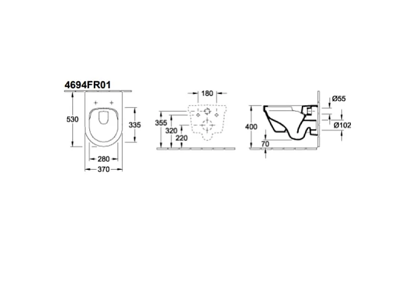 WC suspendu combi-pack VILEROY ET BOCH Architectura 53 x 37 x 40 cm