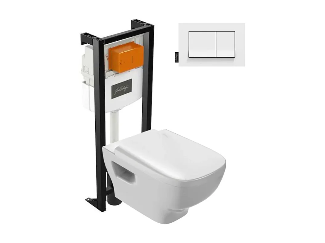 Pack WC suspendu sans bride JACOB DELAFON Struktura+ bâti-support + plaque Blanc brillant