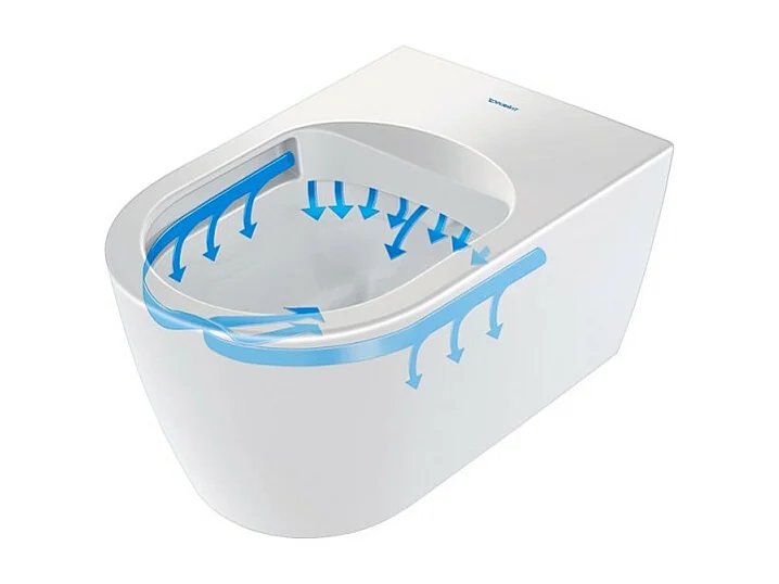 WC suspendu compact sans bride DURAVIT Me by Starck avec abattant frein de chute