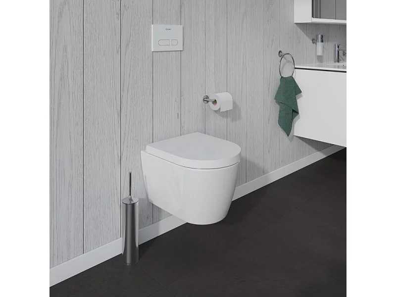 WC suspendu compact sans bride DURAVIT Me by Starck avec abattant frein de chute