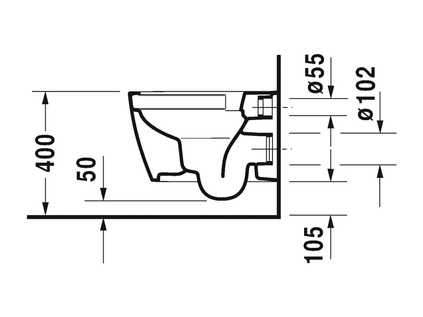 WC suspendu compact sans bride DURAVIT Me by Starck avec abattant frein de chute