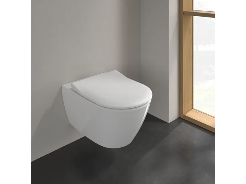 Pack WC sans bride VILLEROY ET BOCH Subway 2.0 avec abattant frein de chute + bâti Viconnect PRO + plaque Chromé mat