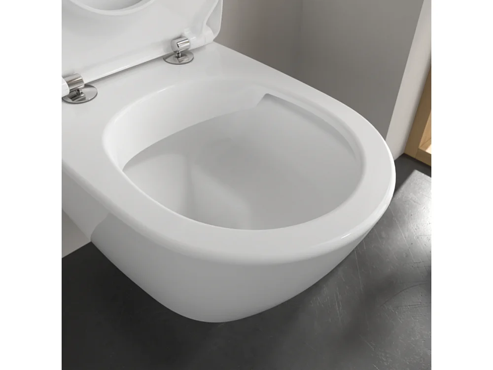 Pack WC sans bride VILLEROY ET BOCH Subway 2.0 avec abattant frein de chute + bâti Viconnect PRO + plaque Chromé mat