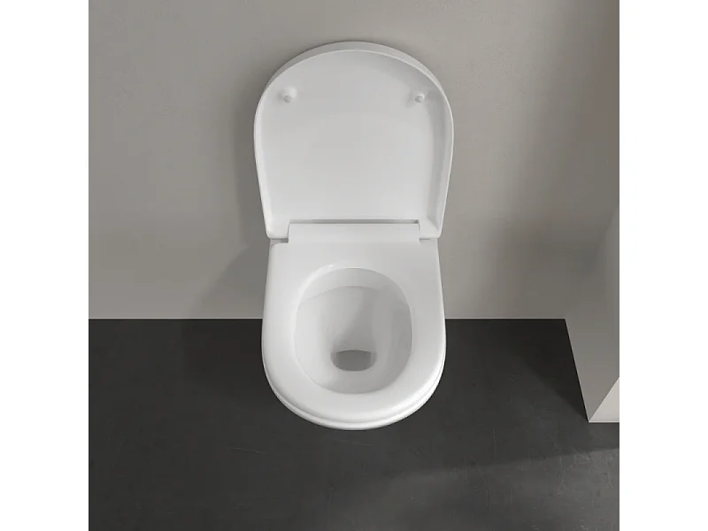 Cuvette WC suspendu compact sans bride Villeroy & Boch O.novo + abattant frein de chute
