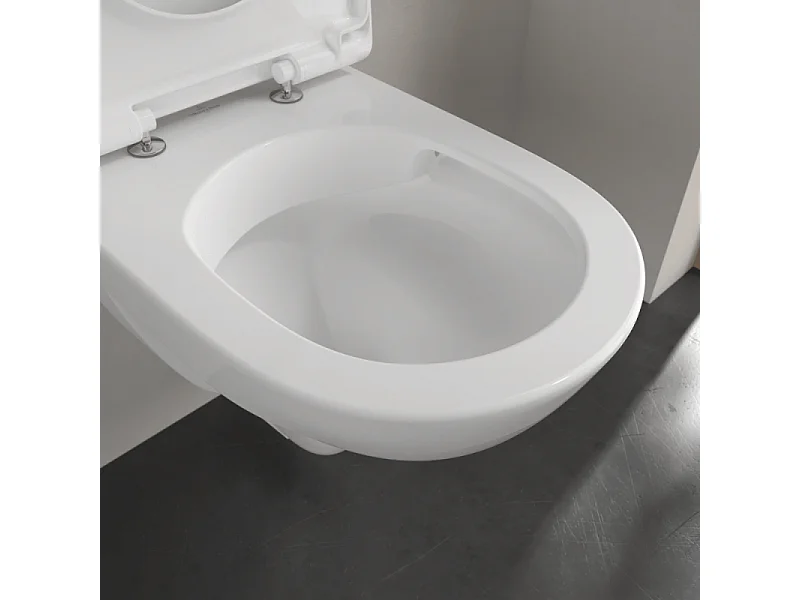 Cuvette WC suspendu compact sans bride Villeroy & Boch O.novo + abattant frein de chute