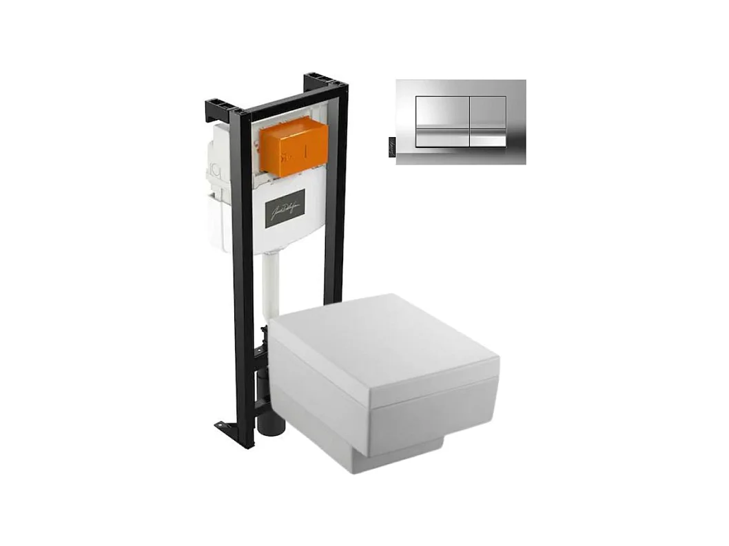 Pack WC suspendu JACOB DELAFON Terrace+ bâti-support + plaque Chrome