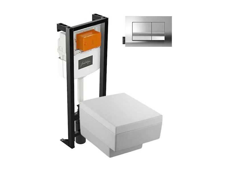 Pack WC suspendu JACOB DELAFON Terrace+ bâti-support + plaque Chrome