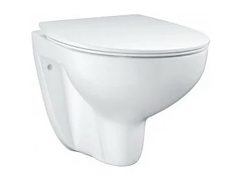 GROHE Pack WC sans bride Bau Ceramic avec abattant + Bâti support WC Rapid SL + plaque de commande blanche Start