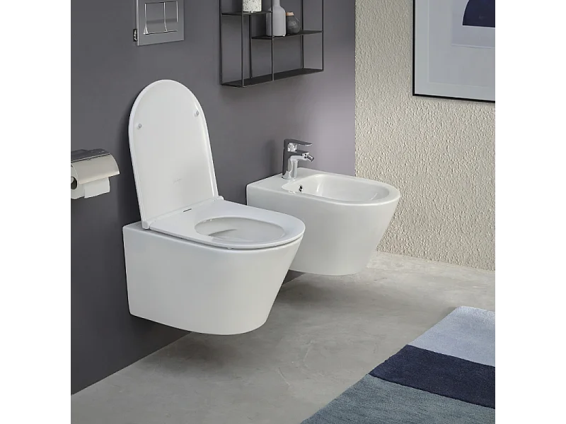 Cuvette WC suspendu sans bride JACOB DELAFON Rodin+ avec abattant