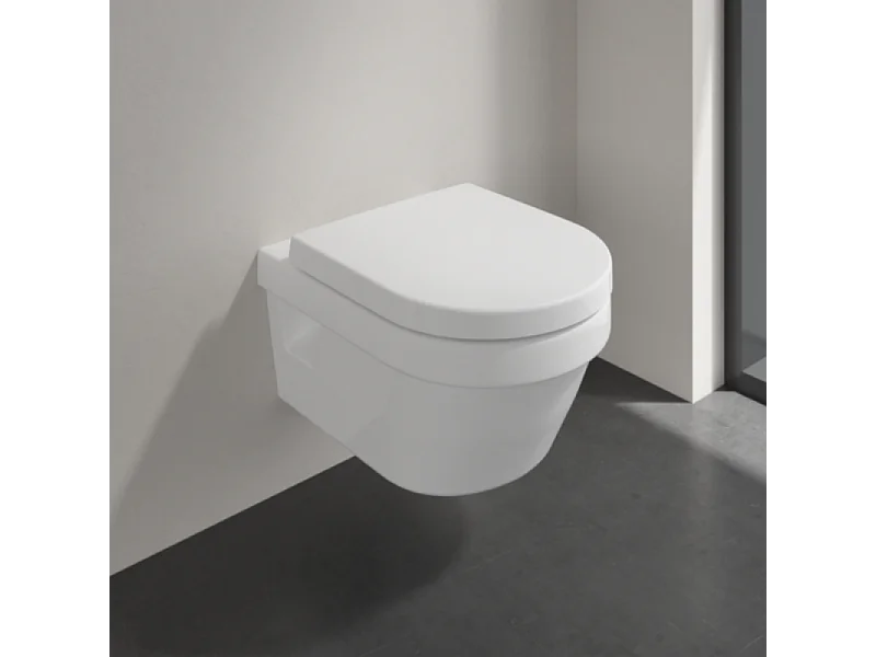 Pack WC suspendu sans bride VILLEROY ET BOCH Architectura directflush + abattant frein de chute + bâti-support autoportant + plaque blanche