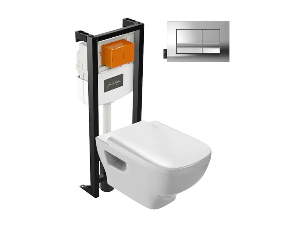 Pack WC suspendu sans bride JACOB DELAFON Struktura+ bâti-support + plaque Chrome