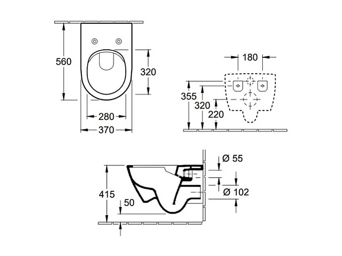 Pack wc suspendu sans bride VILLEROY ET BOCH Subway 2.0 + abattant + plaque chromée + bâti Grohe