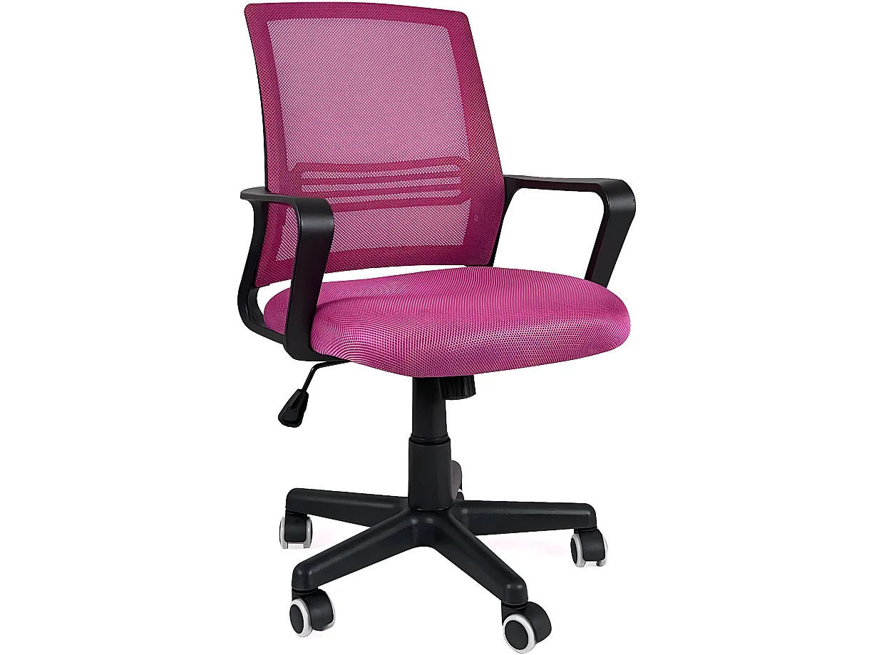 Silla de oficina, asiento reclinable de tejido Mesh, soporte lumbar, giratorio, altura ajustable, con reposabrazos, ruedas suaves LEST (rosa)