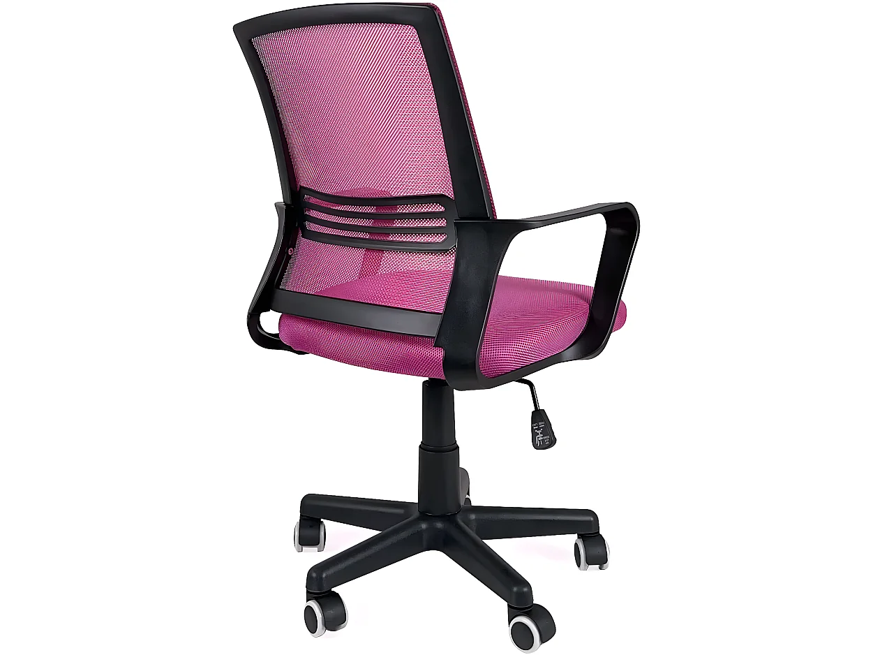 Silla de oficina, asiento reclinable de tejido Mesh, soporte lumbar, giratorio, altura ajustable, con reposabrazos, ruedas suaves LEST (rosa)