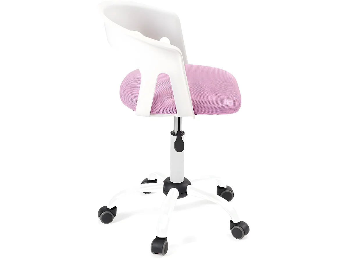 Chaise bureau roulettes accoudoir assise rembourée hauteur réglable pivotant AYA (blanc rose)