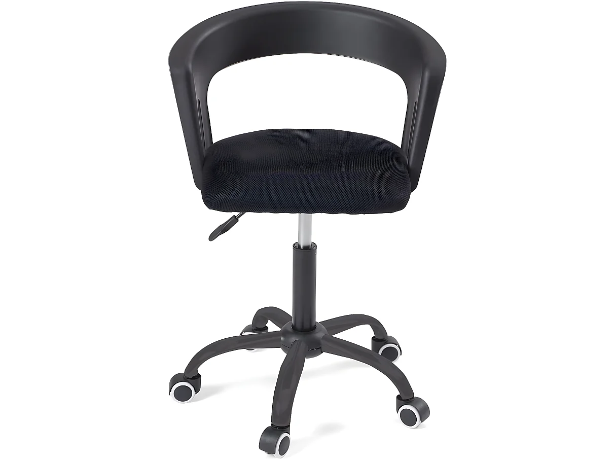 Chaise bureau roulettes accoudoir assise rembourée hauteur réglable pivotant AYA (noir)