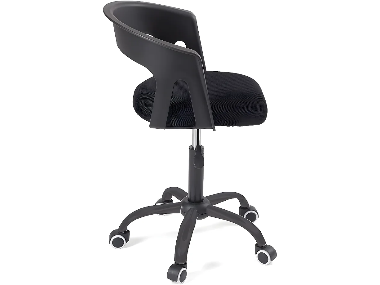 Chaise bureau roulettes accoudoir assise rembourée hauteur réglable pivotant AYA (noir)