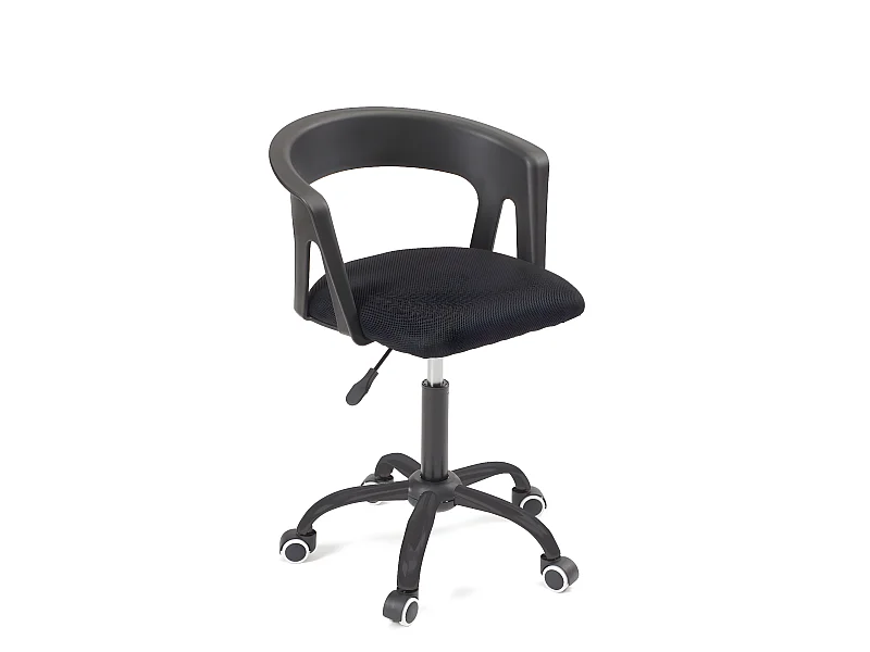 Chaise bureau roulettes accoudoir assise rembourée hauteur réglable pivotant AYA (noir)