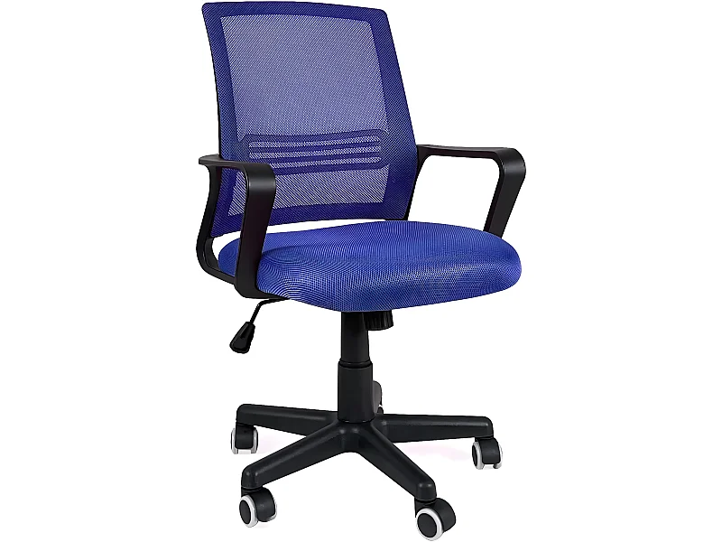 Chaise bureau siège basculant renfort lombaire pivotant hauteur réglable roulettes LEST (Bleu)