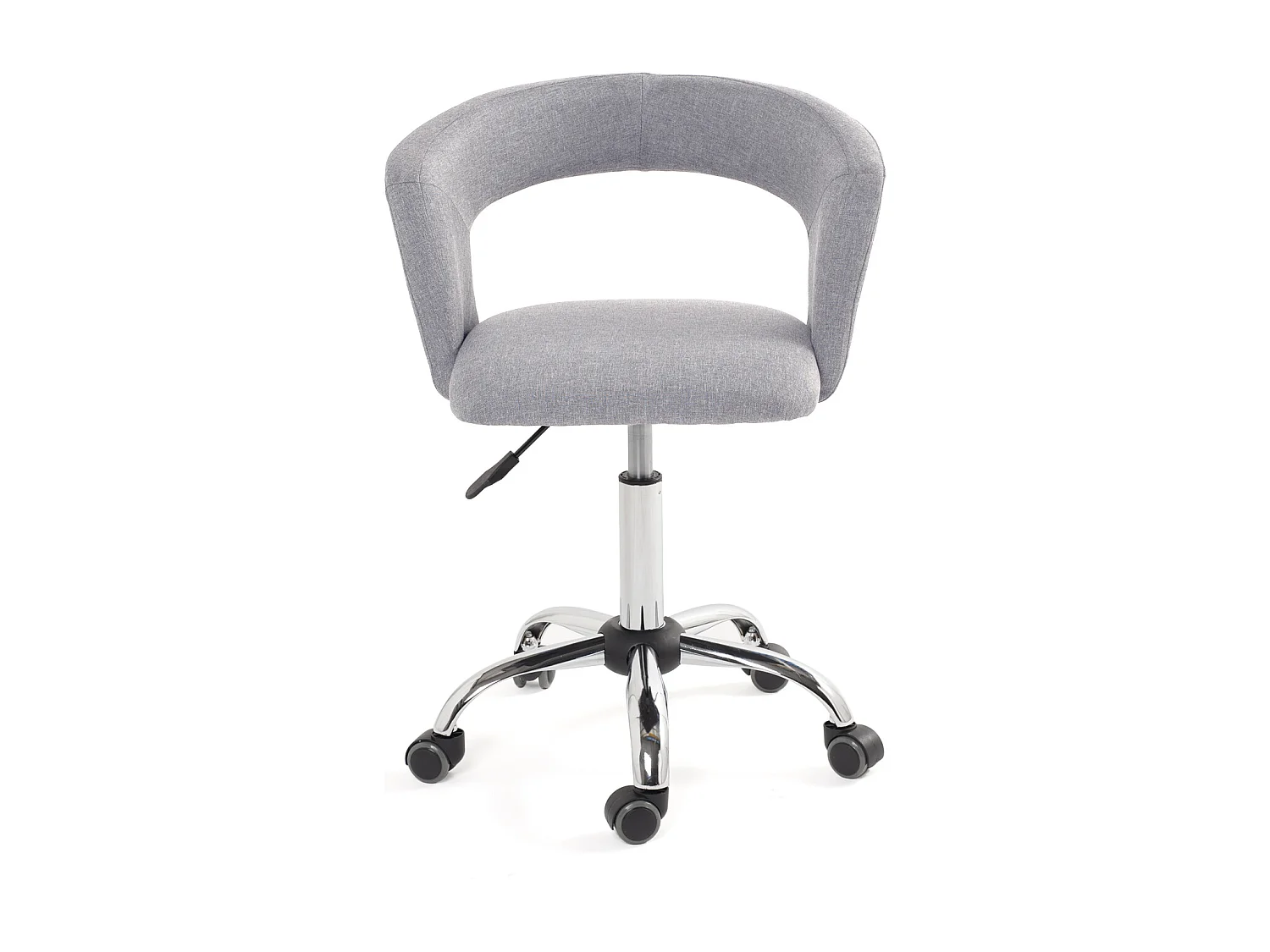 Chaise bureau roulettes siège tissu rembourré hauteur réglable pivotant pied chrome AYA (gris)