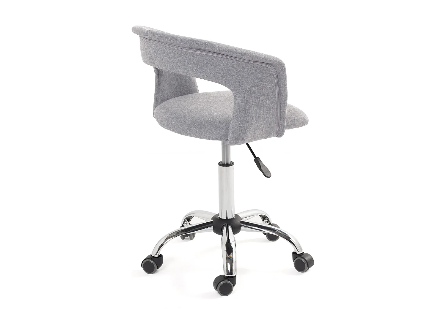 Chaise bureau roulettes siège tissu rembourré hauteur réglable pivotant pied chrome AYA (gris)