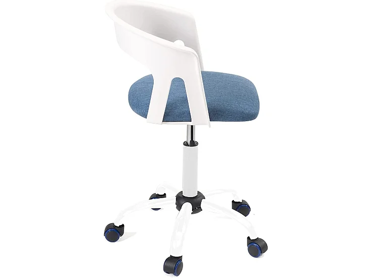 Chaise bureau roulettes accoudoir assise rembourée hauteur réglable pivotant AYA (blanc-bleu)
