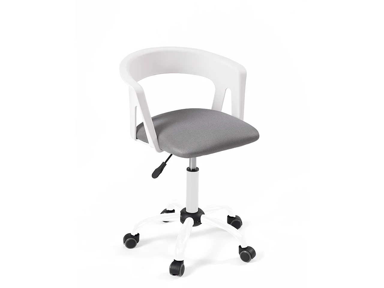 Chaise bureau roulettes accoudoir assise rembourée hauteur réglable pivotant AYA (blanc-gris)