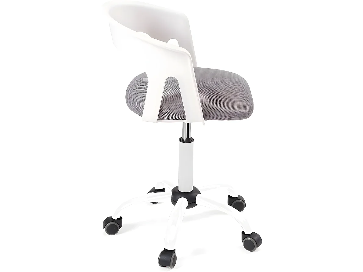 Chaise bureau roulettes accoudoir assise rembourée hauteur réglable pivotant AYA (blanc-gris)
