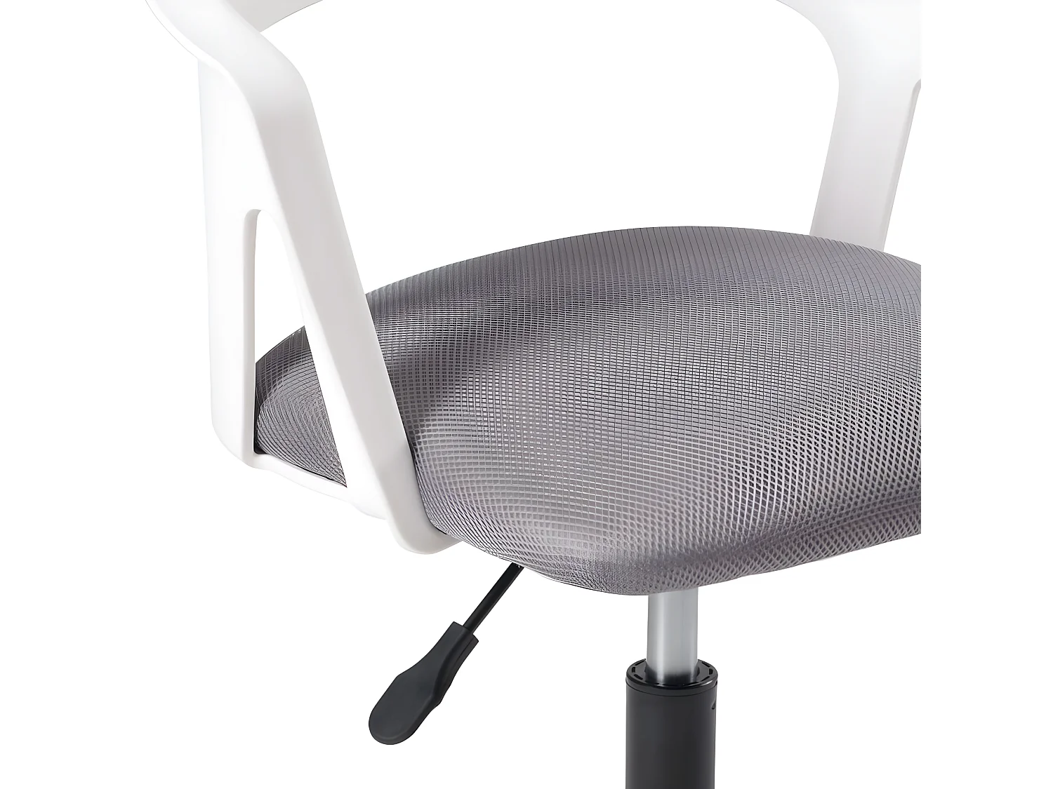 Chaise bureau roulettes accoudoir assise rembourée hauteur réglable pivotant AYA (blanc-gris)