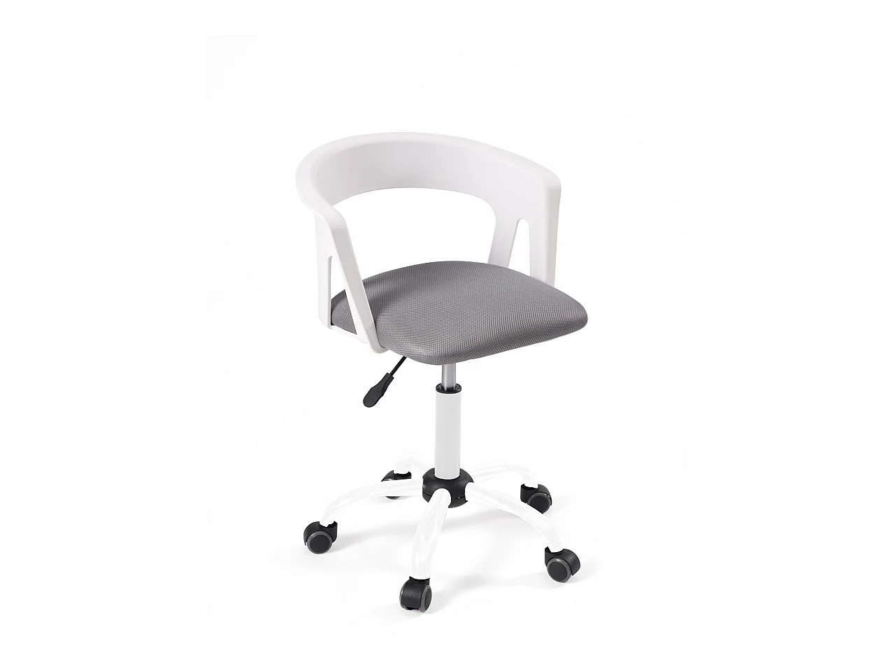 Chaise bureau roulettes accoudoir assise rembourée hauteur réglable pivotant AYA (blanc-gris)
